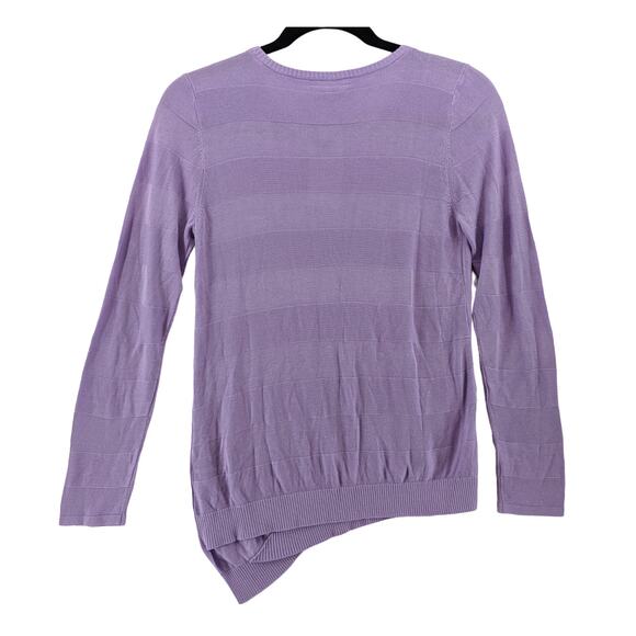 Dana Buchman Sweater Large Asymmetrical‎ Hem Purple Lightweight Knit Long Sleeve - Picture 3 of 10